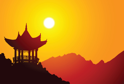 Vector silhouette of a chinese pavilion